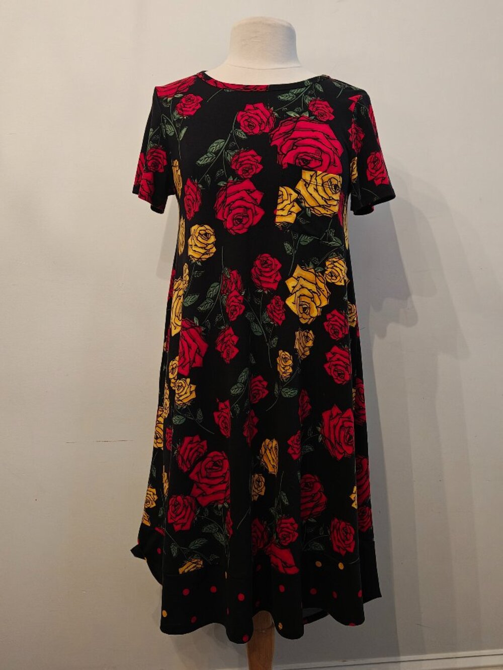 LuLaRoe Floral Rose Dress Black • Size S